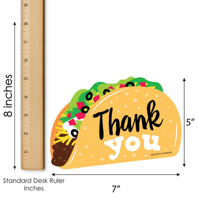 Taco 'Bout Fun - Shaped Thank You Cards - Mexican Fiesta Thank You Note Cards with Envelopes - Set of 12