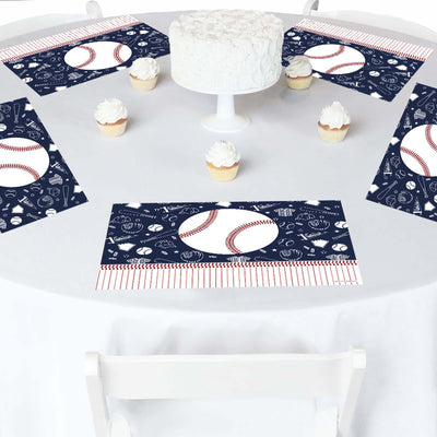Batter Up - Baseball - Party Table Decorations - Baby Shower or Birthday Party Placemats - Set of 16