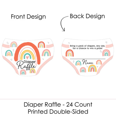 Hello Rainbow - Diaper Shaped Raffle Ticket Inserts - Boho Baby Shower Activities - Diaper Raffle Game - Set of 24
