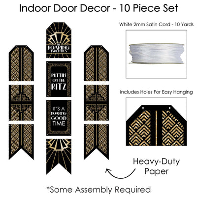 Roaring 20's - Hanging Vertical Paper Door Banners - 1920s Art Deco Jazz Party Wall Decoration Kit - Indoor Door Decor