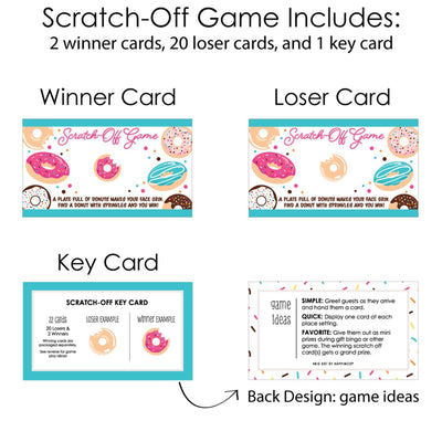 Donut Worry, Let's Party - Doughnut Party Game Scratch Off Cards - 22 ct