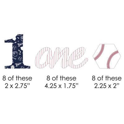 1st Birthday Batter Up - Baseball - DIY Shaped First Birthday Party Cut-Outs - 24 ct