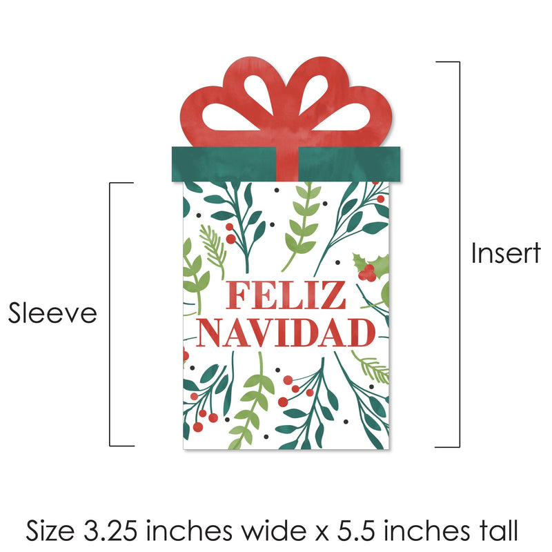 Feliz Navidad - Holiday and Spanish Christmas Party Money and Gift Card Sleeves - Nifty Gifty Card Holders - Set of 8