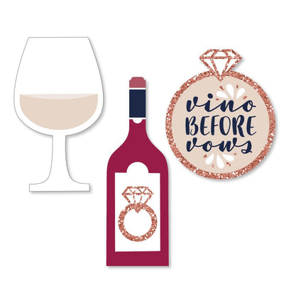 Vino Before Vows - DIY Shaped Winery Bridal Shower or Bachelorette Party Cut-Outs - 24 ct