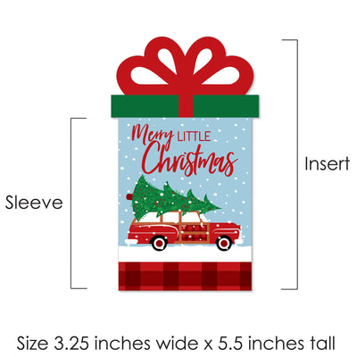 Merry Little Christmas Tree - Red Car Christmas Party Money and Gift Card Sleeves - Nifty Gifty Card Holders - Set of 8