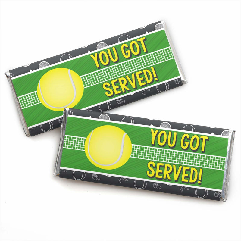 You Got Served - Tennis - Candy Bar Wrapper Baby Shower or Birthday Party Favors - Set of 24