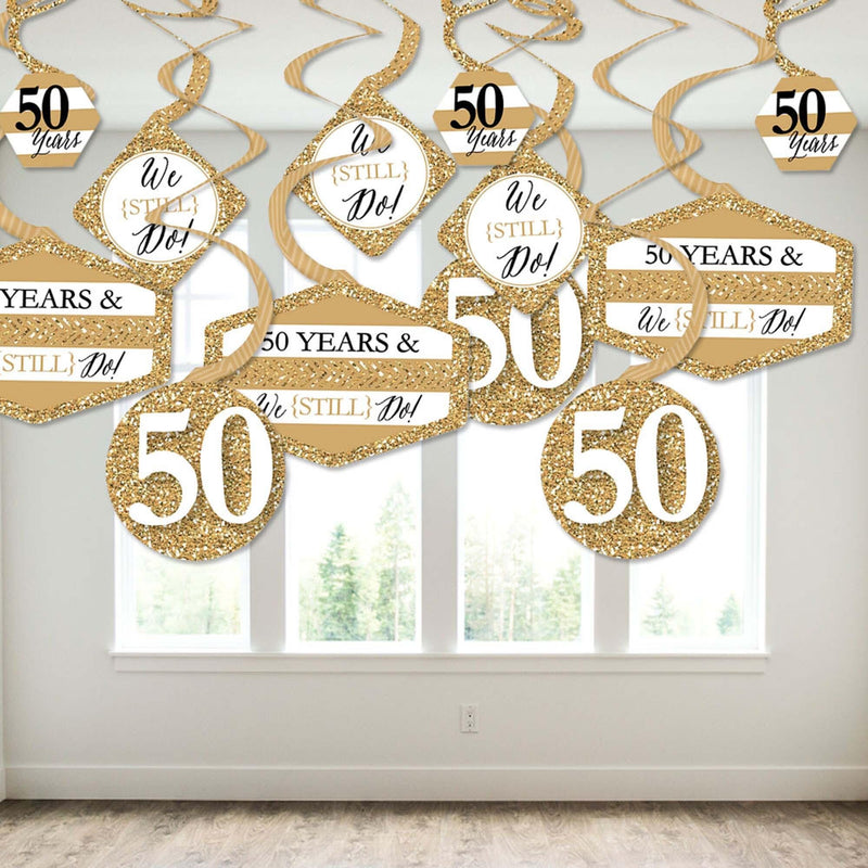 We Still Do - 50th Wedding Anniversary - Anniversary Party Hanging Decor - Party Decoration Swirls - Set of 40