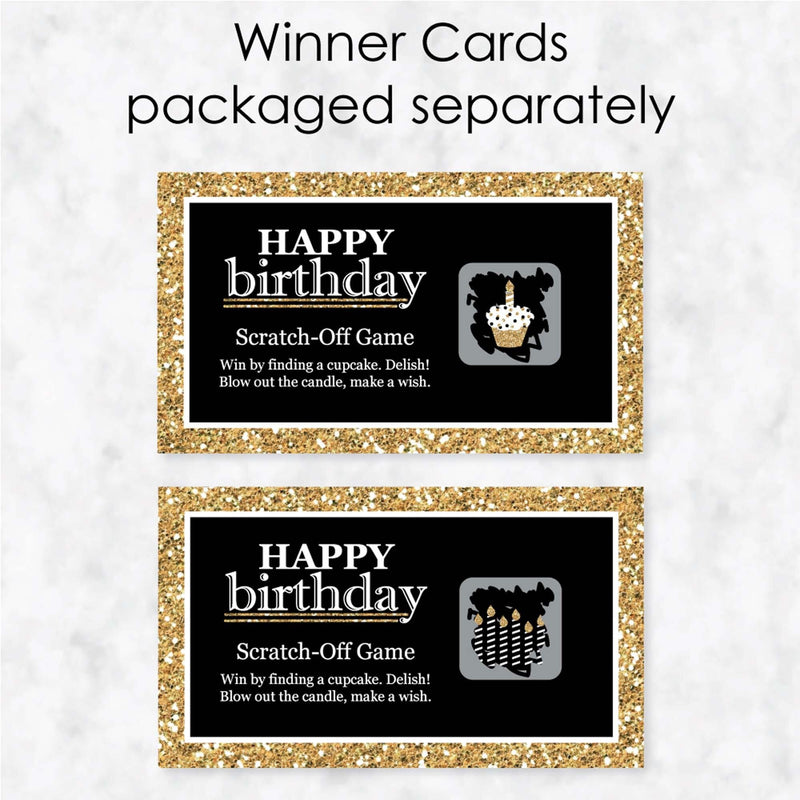 Adult Happy Birthday - Gold - Birthday Party Game Scratch Off Cards - 22 ct