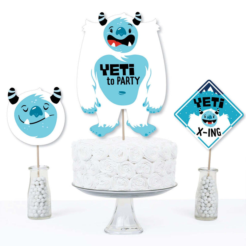 Yeti to Party - Abominable Snowman Party or Birthday Party Centerpiece Sticks - Table Toppers - Set of 15