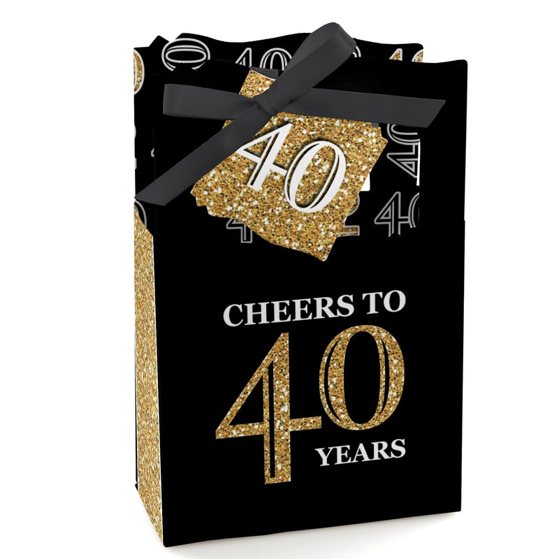 Adult 40th Birthday - Gold - Birthday Party Favor Boxes - Set of 12