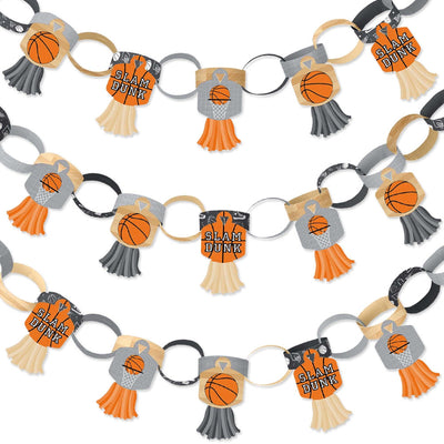 Nothin' But Net - Basketball - 90 Chain Links and 30 Paper Tassels Decoration Kit - Baby Shower or Birthday Party Paper Chains Garland - 21 feet