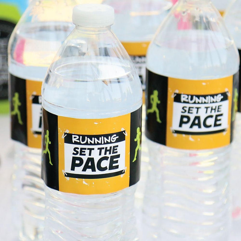 Set The Pace - Running - Track, Cross Country or Marathon Water Bottle Sticker Labels - Set of 20
