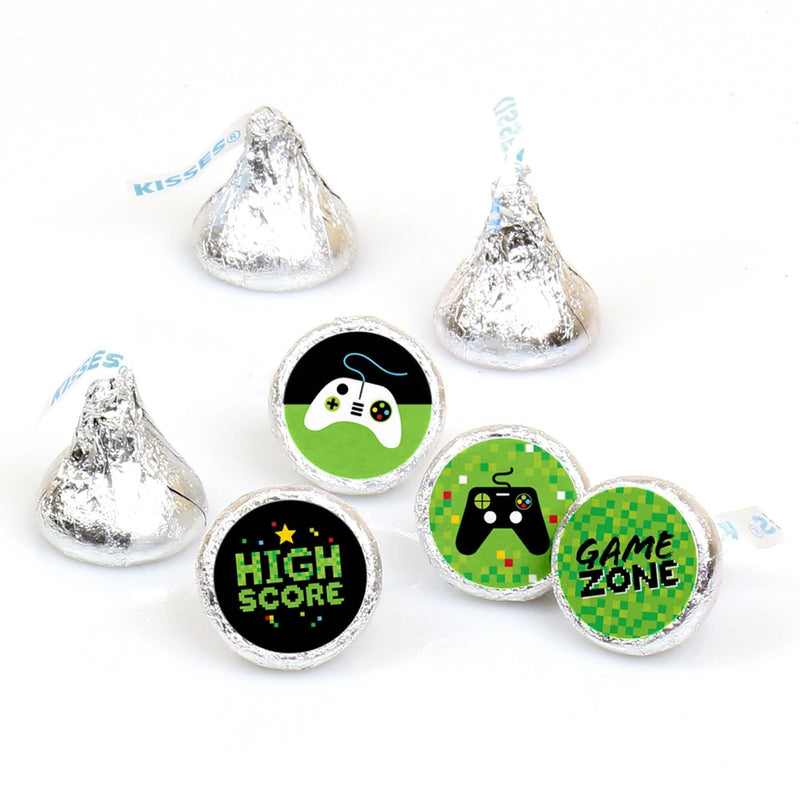 Game Zone - Pixel Video Game Party or Birthday Party Round Candy Sticker Favors - Labels Fit Hershey&