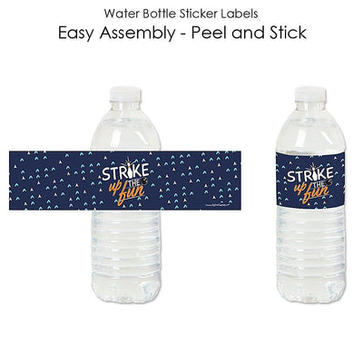 Strike Up the Fun - Bowling - Birthday Party or Baby Shower Water Bottle Sticker Labels - Set of 20