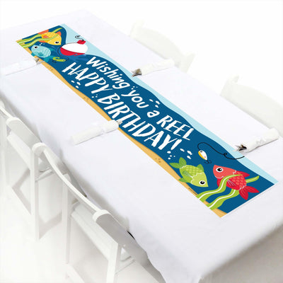 Let's Go Fishing - Fish Themed Happy Birthday Party Banner