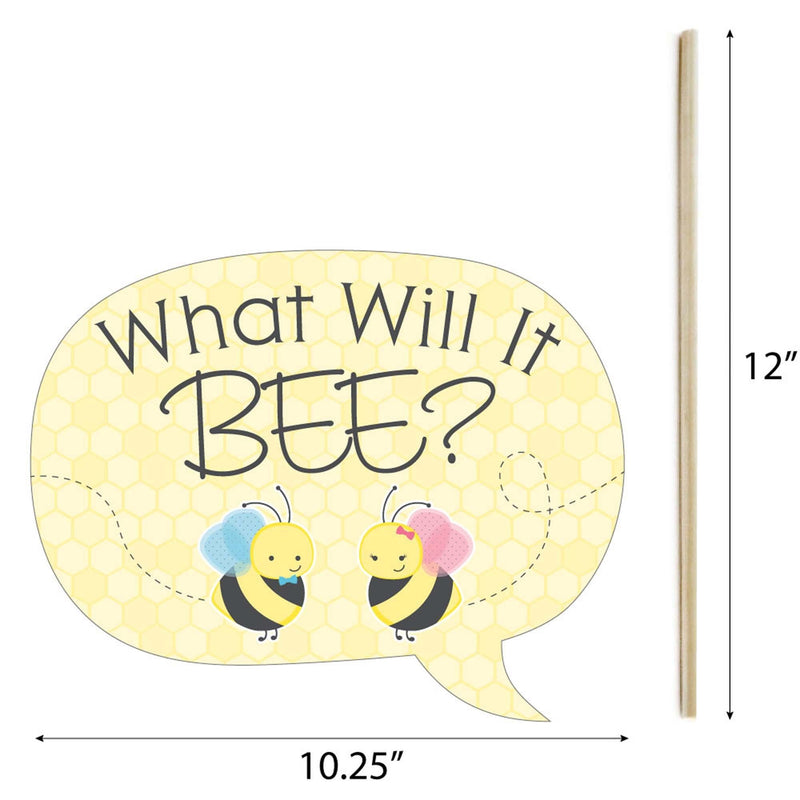 What Will It BEE? - Personalized Gender Reveal Photo Booth Props Kit - 20 Count