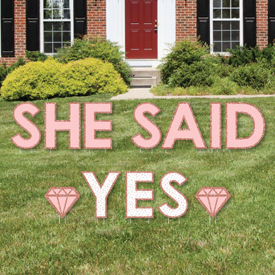 Bride Squad - Yard Sign Outdoor Lawn Decorations - Rose Gold Bridal Shower or Bachelorette Party Yard Signs - She Said Yes