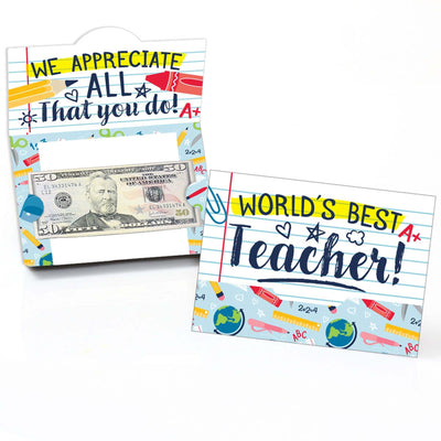 Back to School - First Day of School Teacher Appreciation Money and Gift Card Holders - Set of 8