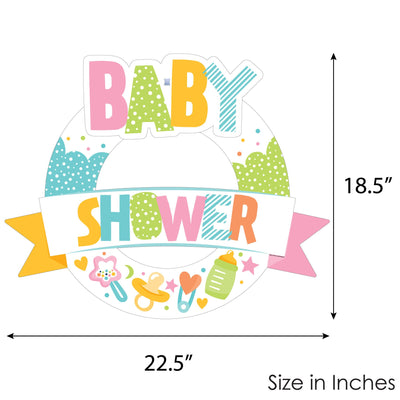 Colorful Baby Shower - Outdoor Gender Neutral Party Decor - Front Door Wreath