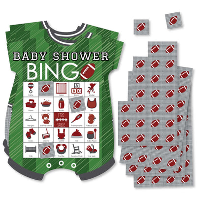 End Zone - Football - Picture Bingo Cards and Markers - Baby Shower Shaped Bingo Game - Set of 18