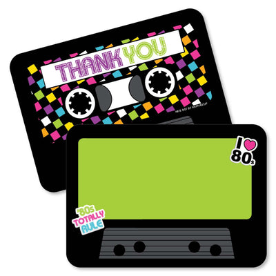 80's Retro - Shaped Thank You Cards - Totally 1980s Party Thank You Note Cards with Envelopes - Set of 12