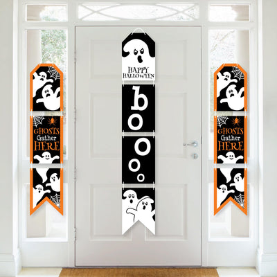 Spooky Ghost - Hanging Vertical Paper Door Banners - Halloween Party Wall Decoration Kit - Indoor Door Decor