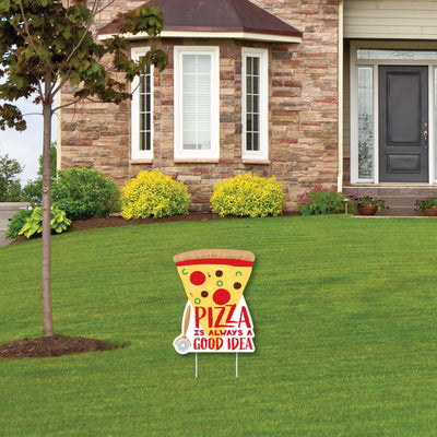 Pizza Party Time - Outdoor Lawn Sign - Baby Shower or Birthday Party Yard Sign - 1 Piece