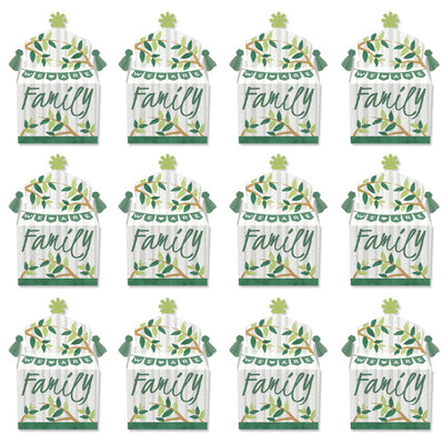 Family Tree Reunion - Treat Box Party Favors - Family Gathering Party Goodie Gable Boxes - Set of 12