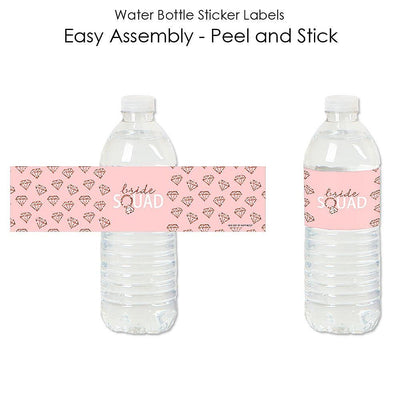 Bride Squad - Rose Gold Bridal Shower or Bachelorette Party Water Bottle Sticker Labels - Set of 20