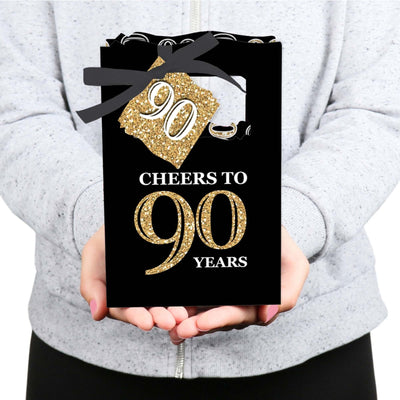 Adult 90th Birthday - Gold - Birthday Party Favor Boxes - Set of 12