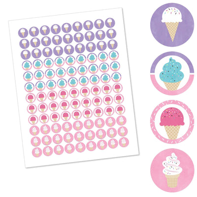 Scoop Up The Fun - Ice Cream - Sprinkles Party Round Candy Sticker Favors - Labels Fit Hershey's Kisses - 108 ct
