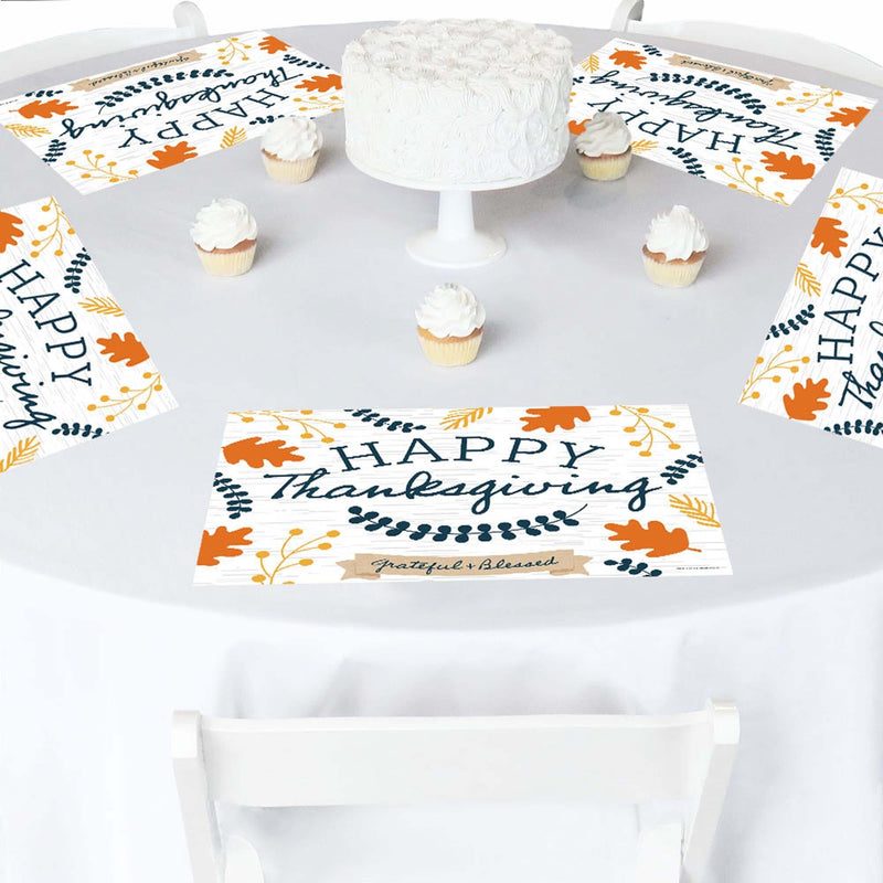 Happy Thanksgiving - Paper Fall Harvest Party Coloring Sheets - Activity Placemats - Set of 16
