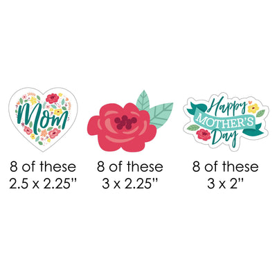 Colorful Floral Happy Mother's Day - DIY Shaped We Love Mom Party Cut-Outs - 24 Count