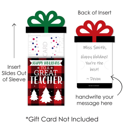 Plaid Teacher Appreciation - Holiday and Christmas Gifts Money and Gift Card Sleeves - Nifty Gifty Card Holders - Set of 8