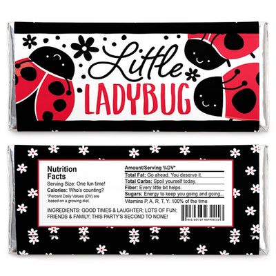Happy Little Ladybug - Candy Bar Wrapper Baby Shower or Birthday Party Favors - Set of 24