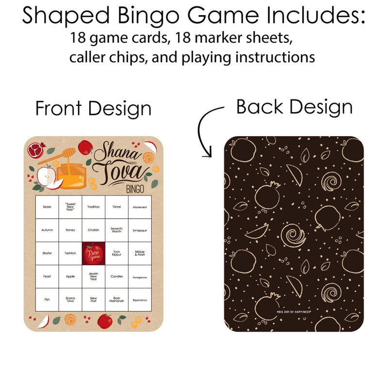 Rosh Hashanah - Bingo Cards and Markers - Jewish New Year Bingo Game - Set of 18