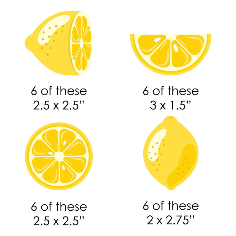 So Fresh - Lemon - Paper Straw Decor - Citrus Lemonade Party Striped Decorative Straws - Set of 24
