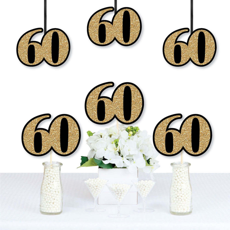 Adult 60th Birthday - Gold - Decorations DIY Party Essentials - Set of 20