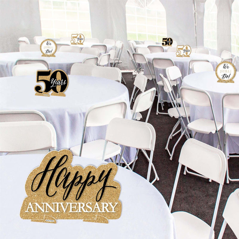 We Still Do - 50th Wedding Anniversary - Anniversary Party Centerpiece Table Decorations - Tabletop Standups - 7 Pieces