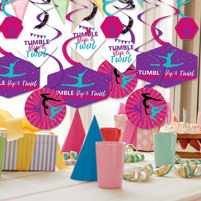 Tumble, Flip & Twirl - Gymnastics - Birthday Party or Gymnast Party Hanging Decor - Party Decoration Swirls - Set of 40