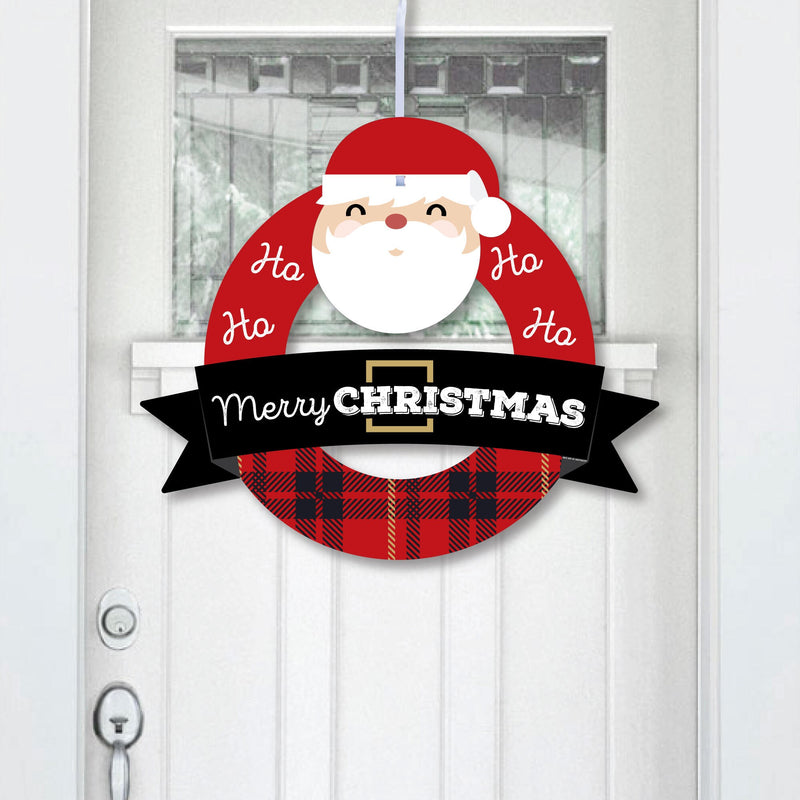 Jolly Santa Claus - Outdoor Christmas Party Decor - Front Door Wreath