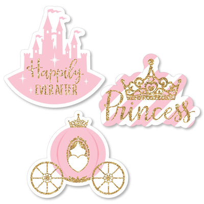 Little Princess Crown - DIY Shaped Pink and Gold Princess Baby Shower or Birthday Party Cut-Outs - 24 ct