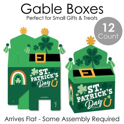Shamrock St. Patrick's Day - Treat Box Party Favors - Saint Paddy's Day Party Goodie Gable Boxes - Set of 12