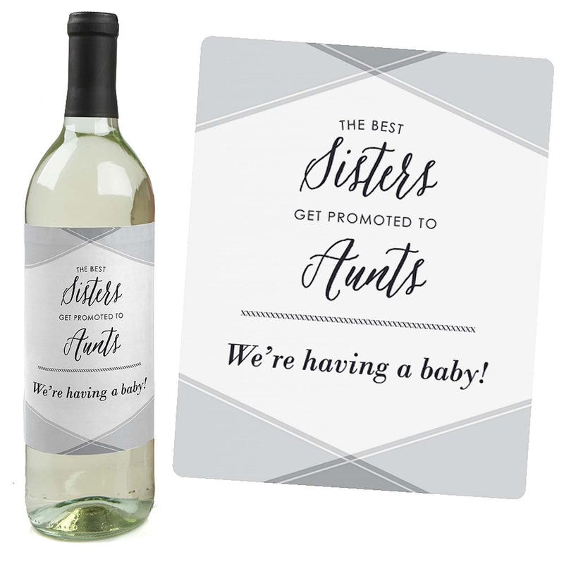 Family Pregnancy Announcement Decorations for Women and Men - Wine Bottle Labels - Set of 4