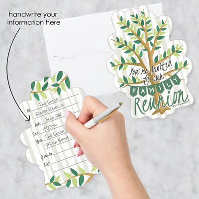 Family Tree Reunion - Shaped Fill-In Invitations - Family Gathering Party Invitation Cards with Envelopes - Set of 12