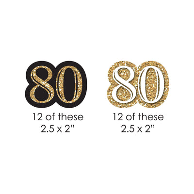 Adult 80th Birthday - Gold - DIY Shaped Party Paper Cut-Outs - 24 ct