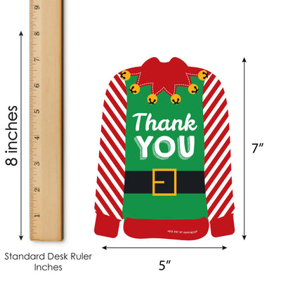 Ugly Sweater - Shaped Thank You Cards - Holiday and Christmas Party Thank You Note Cards with Envelopes - Set of 12