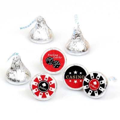 Las Vegas - Round Candy Labels Casino Party Favors - Fits Hershey's Kisses - 108 ct