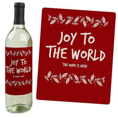 Red And Green Holiday - Holiday Decorations for Women and Men - Wine Bottle Label Stickers - Set of 4
