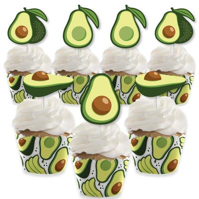 Hello Avocado - Cupcake Decoration - Fiesta Party Cupcake Wrappers and Treat Picks Kit - Set of 24